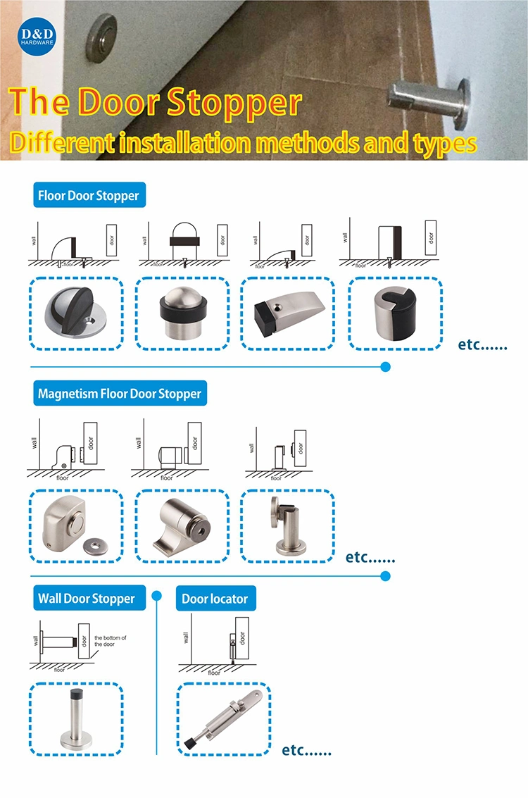 China Produced Satin Stainless Steel Magnetic Door Stop for Metal Door